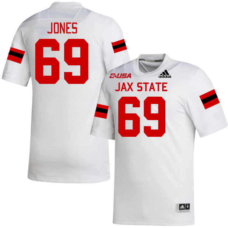 #69 Cam Jones Jacksonville State Gamecocks College Football Jerseys Stitched-White